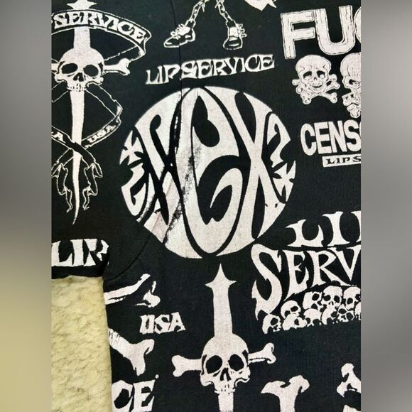 Y2K Vintage Lip Service Logo Print Men’s T-Shirt SZ L - Picture 7 of 7